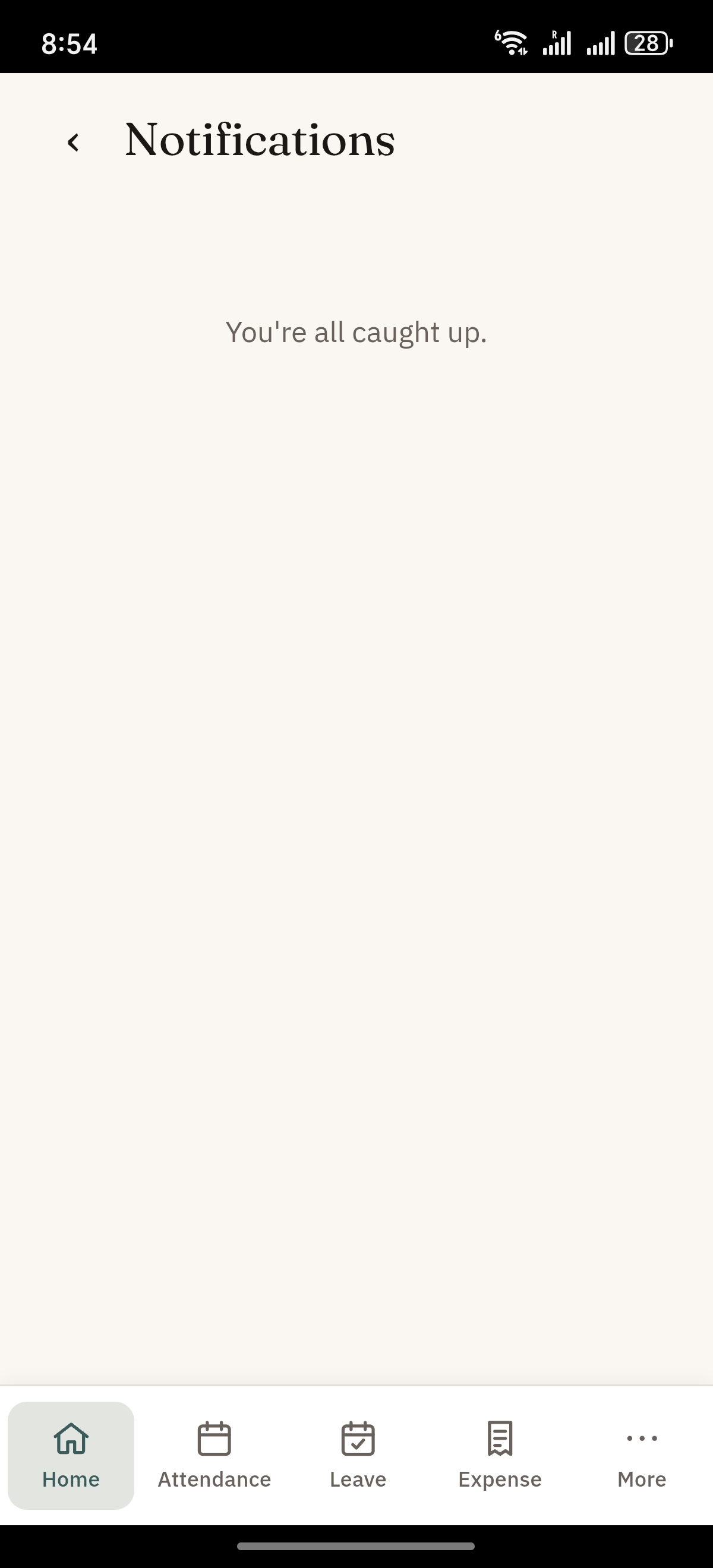 Notifications empty state