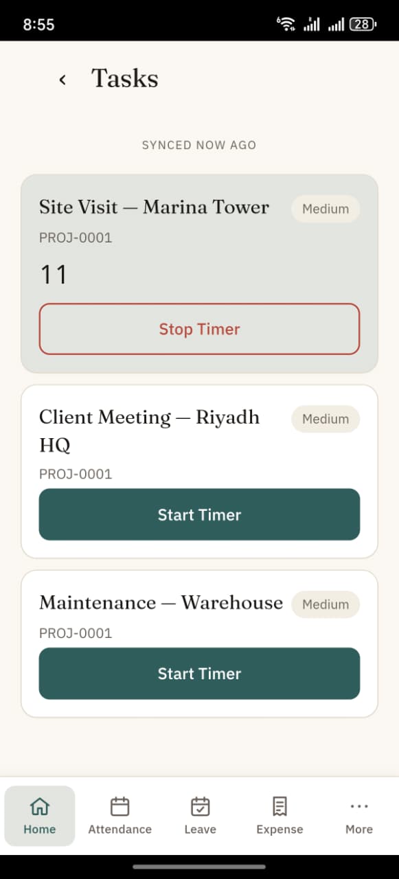 Task timer running